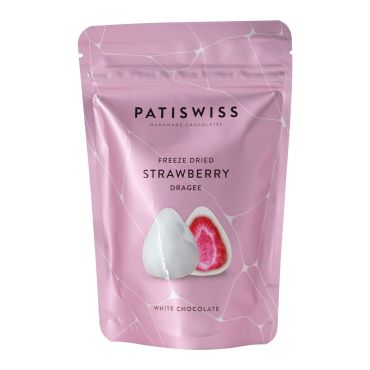 Patiswiss Freeze Dried Strawberry White Chocolate Dragee 80G